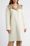 Bcbgmaxazria Hooded Longline Stadium Coat In White