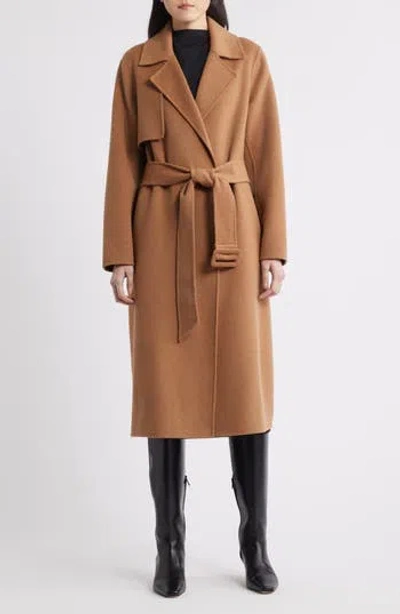 Bcbgmaxazria Houndstooth Double Face Belted Coat In Brown