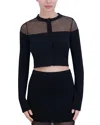 Bcbgmaxazria Illusion Trim Cardigan Sweater In Noir