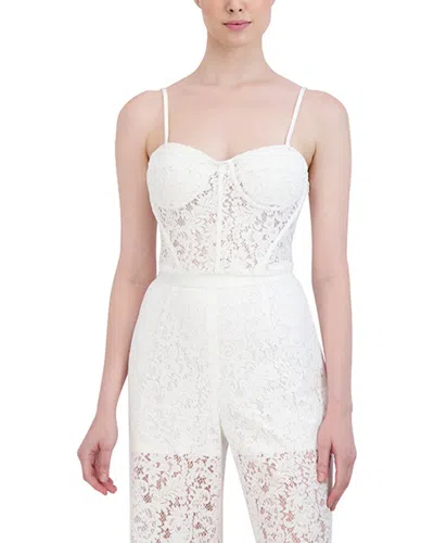 Bcbgmaxazria Lace Sleeveless Cropped Corset Top In White