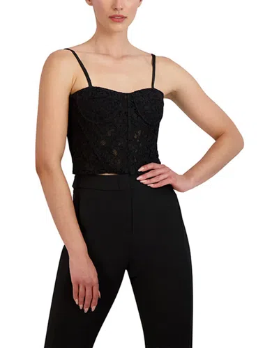 Bcbgmaxazria Lace Sleeveless Cropped Corset Top In Black