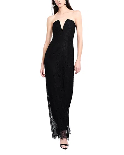 Bcbgmaxazria Lace Strapless V Neck Gown In Black
