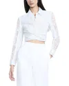 Bcbgmaxazria Lace Stripe Tie Back Top In White