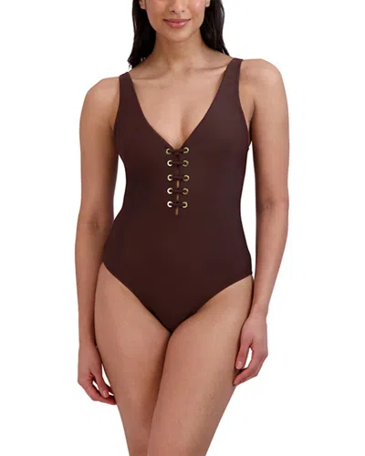 Bcbgmaxazria Lace-up Grommet One-piece In Brown
