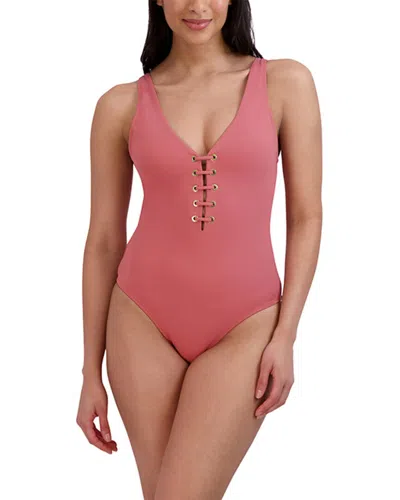 Bcbgmaxazria Lace-up Grommet One-piece In Pink