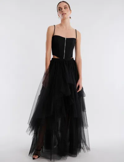 Bcbgmaxazria Layered Ruffle Tulle Skirt In Black