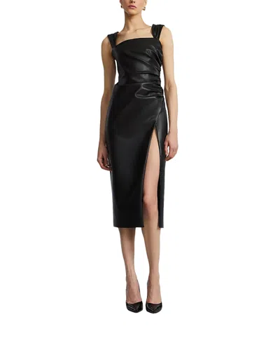 Bcbgmaxazria Leather Dress With Slit In Black