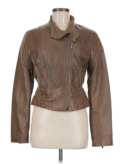 Pre-owned Bcbgmaxazria Leather Jacket In Brown