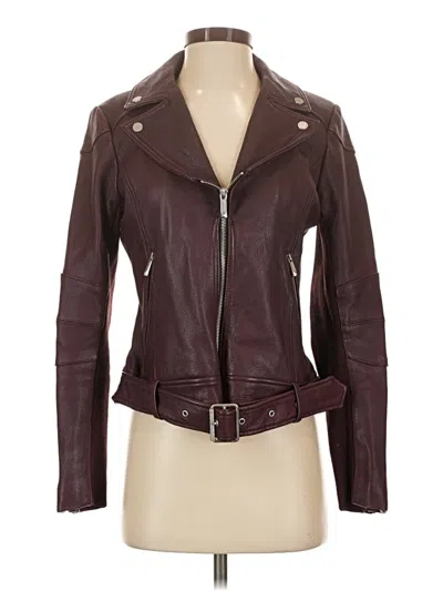 Pre-owned Bcbgmaxazria Leather Jacket In Burgundy