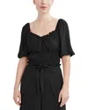 Bcbgmaxazria Linen-blend Top In Black