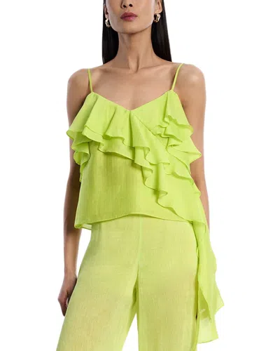 Bcbgmaxazria Linen-blend Flounce Cami In Green