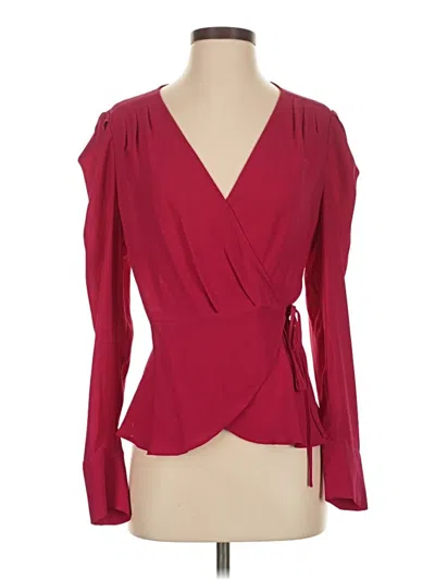 Pre-owned Bcbgmaxazria Long Sleeve Blouse In Burgundy
