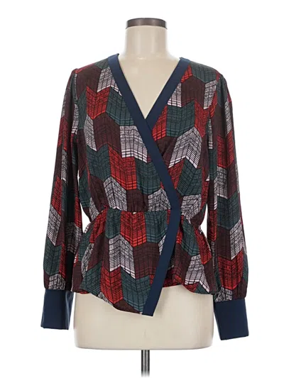 Pre-owned Bcbgmaxazria Long Sleeve Blouse In Burgundy