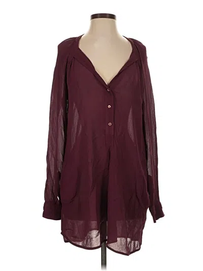 Pre-owned Bcbgmaxazria Long Sleeve Blouse In Burgundy