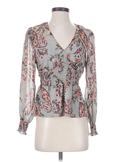 Pre-owned Bcbgmaxazria Long Sleeve Blouse In Gray