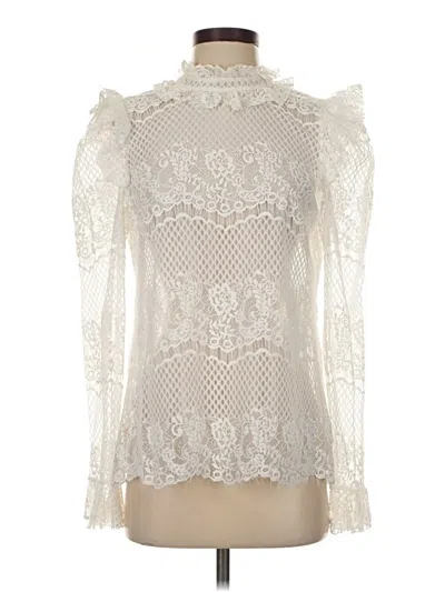 Pre-owned Bcbgmaxazria Long Sleeve Blouse In Ivory
