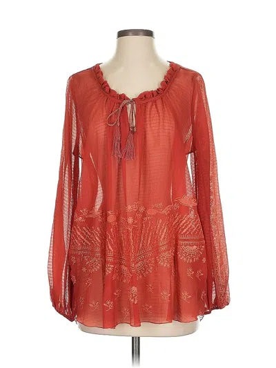 Pre-owned Bcbgmaxazria Long Sleeve Blouse In Red