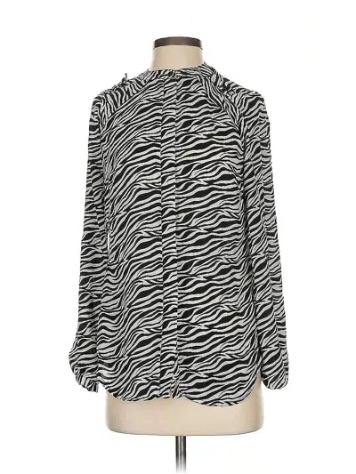 Pre-owned Bcbgmaxazria Long Sleeve Blouse In Silver