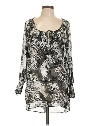 Pre-owned Bcbgmaxazria Long Sleeve Blouse In Silver