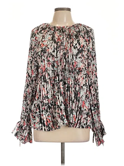 Pre-owned Bcbgmaxazria Long Sleeve Blouse In Silver