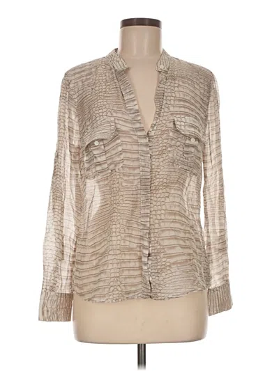 Pre-owned Bcbgmaxazria Long Sleeve Blouse In Silver