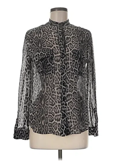 Pre-owned Bcbgmaxazria Long Sleeve Blouse In Silver