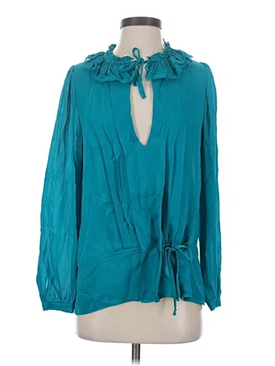 Pre-owned Bcbgmaxazria Long Sleeve Blouse In Teal