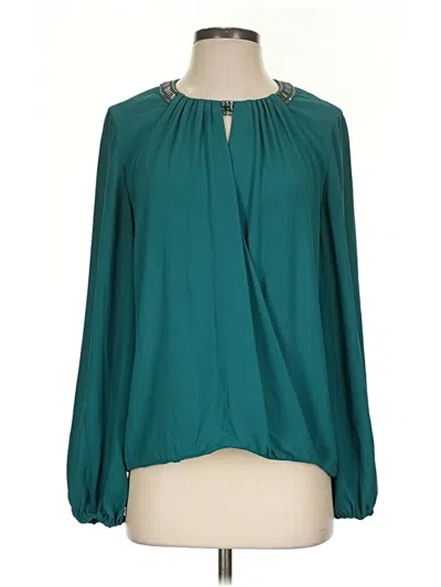 Pre-owned Bcbgmaxazria Long Sleeve Blouse In Teal
