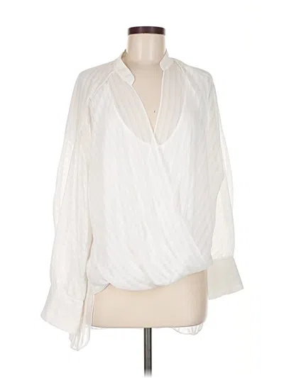 Pre-owned Bcbgmaxazria Long Sleeve Blouse In White