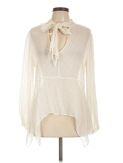 Pre-owned Bcbgmaxazria Long Sleeve Blouse In White