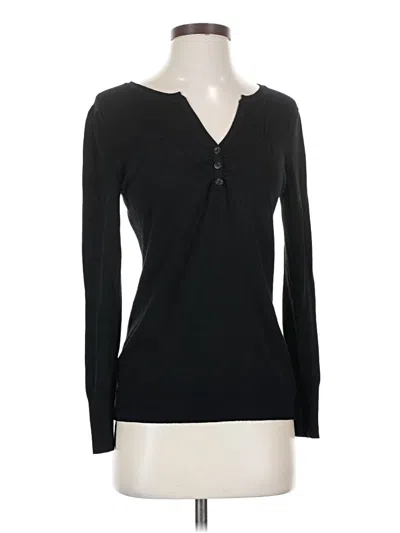Pre-owned Bcbgmaxazria Long Sleeve Henley Shirt In Black