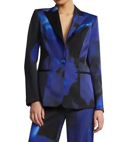 Bcbgmaxazria Long Sleeve Printed Blazer In Blue Rose Print In Multi