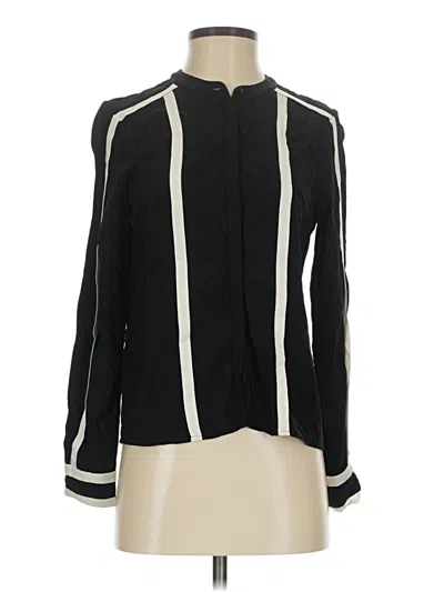 Pre-owned Bcbgmaxazria Long Sleeve Silk Top Black Mock Neckline Tops