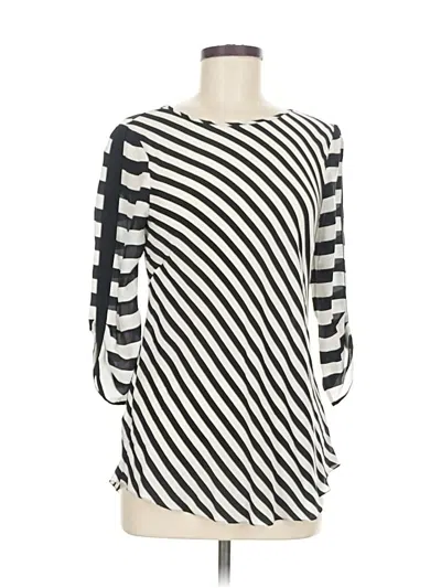 Pre-owned Bcbgmaxazria Long Sleeve Silk Top Black Square Neckline Tops