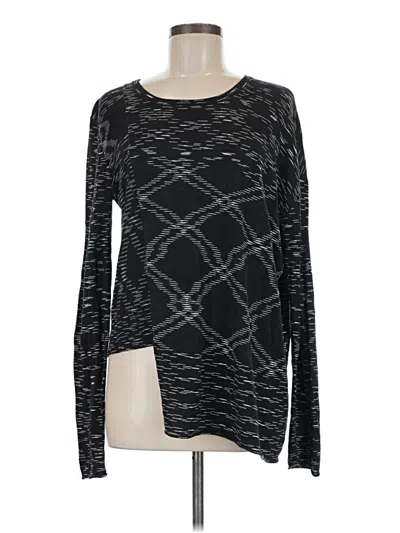 Pre-owned Bcbgmaxazria Long Sleeve Silk Top Black Square Neckline Tops
