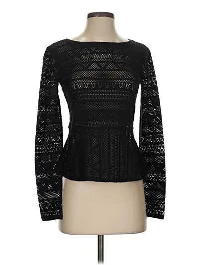 Pre-owned Bcbgmaxazria Long Sleeve Top Black Boatneck Tops