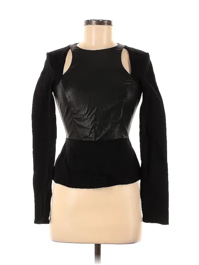 Pre-owned Bcbgmaxazria Long Sleeve Top Black Cold Shoulder Neckline Tops
