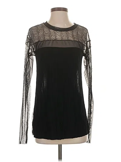 Pre-owned Bcbgmaxazria Long Sleeve Top Black Crew Neck Tops