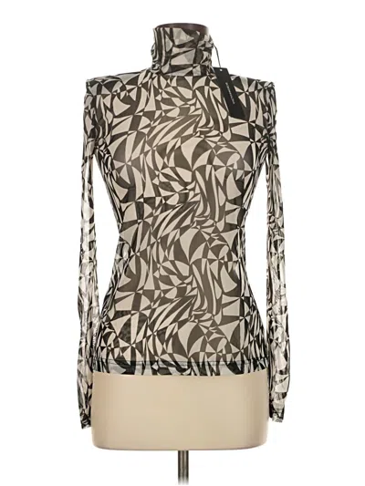 Bcbgmaxazria Long Sleeve Top Black High Neck Tops