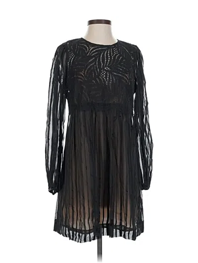 Pre-owned Bcbgmaxazria Long Sleeve Top Black Keyhole Neckline Tops