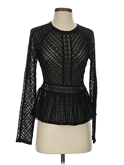 Pre-owned Bcbgmaxazria Long Sleeve Top Black Keyhole Neckline Tops
