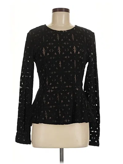 Pre-owned Bcbgmaxazria Long Sleeve Top Black Keyhole Neckline Tops