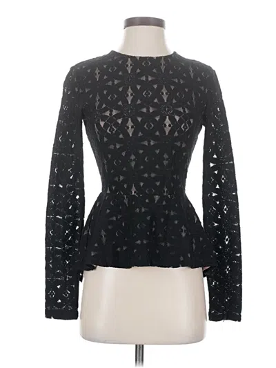 Pre-owned Bcbgmaxazria Long Sleeve Top Black Mock Neckline Tops