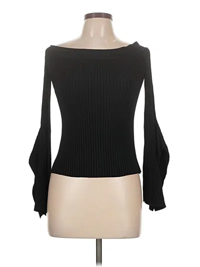 Pre-owned Bcbgmaxazria Long Sleeve Top Black Off The Shoulder Neckline Tops