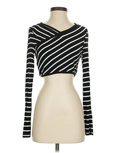Pre-owned Bcbgmaxazria Long Sleeve Top Black One Shoulder Neckline Tops
