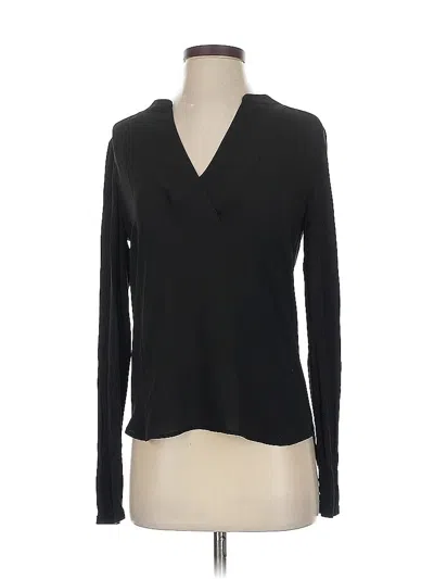 Pre-owned Bcbgmaxazria Long Sleeve Top Black Plunge Neckline Tops