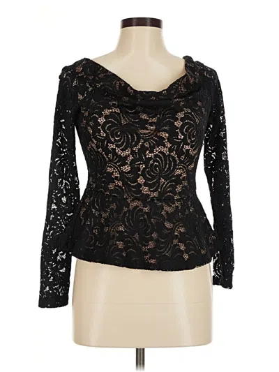 Pre-owned Bcbgmaxazria Long Sleeve Top Black Sweetheart Neckline Tops