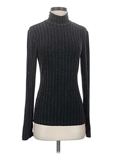 Pre-owned Bcbgmaxazria Long Sleeve Top Black Turtleneck Tops