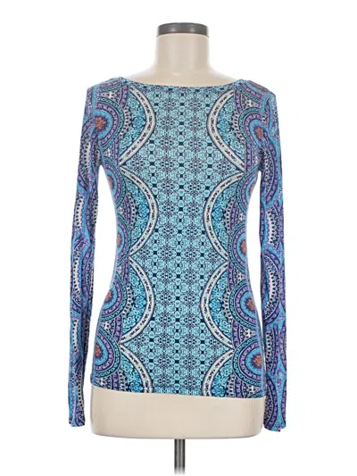 Pre-owned Bcbgmaxazria Long Sleeve Top Blue Boatneck Tops