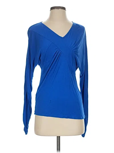 Pre-owned Bcbgmaxazria Long Sleeve Top Blue V-neck Tops